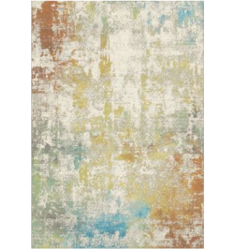 Tapis de salon patina ombré bleu vert or