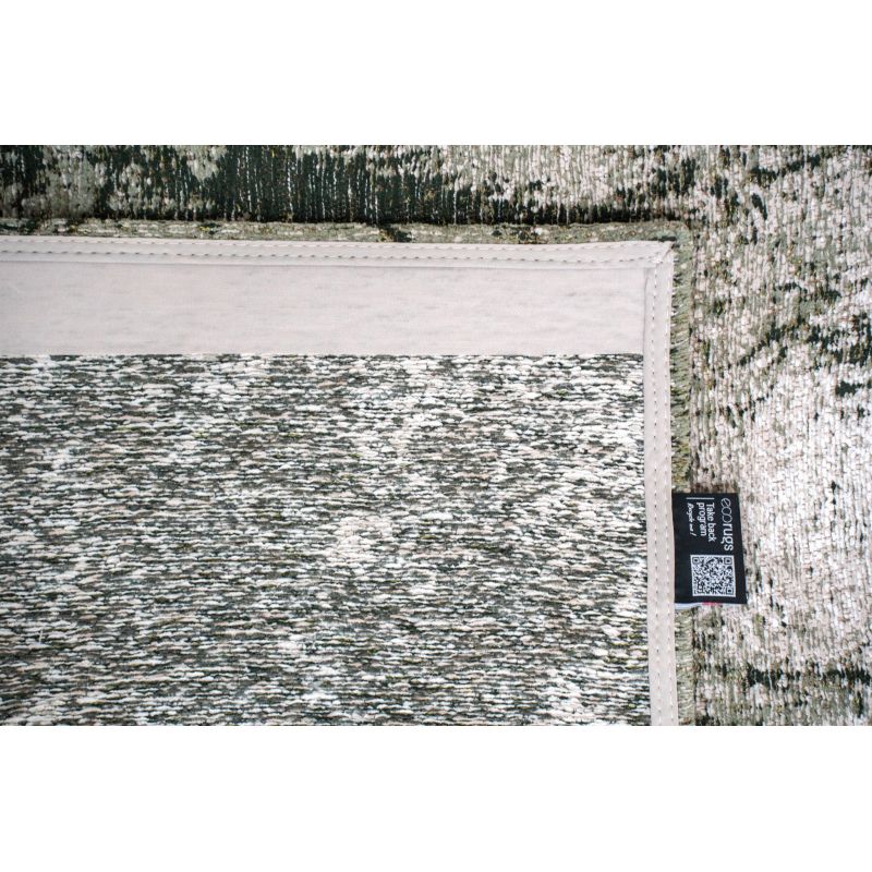 Tapis de Salon Design rectangulaire haut de gamme Alpine gris détail étiquette