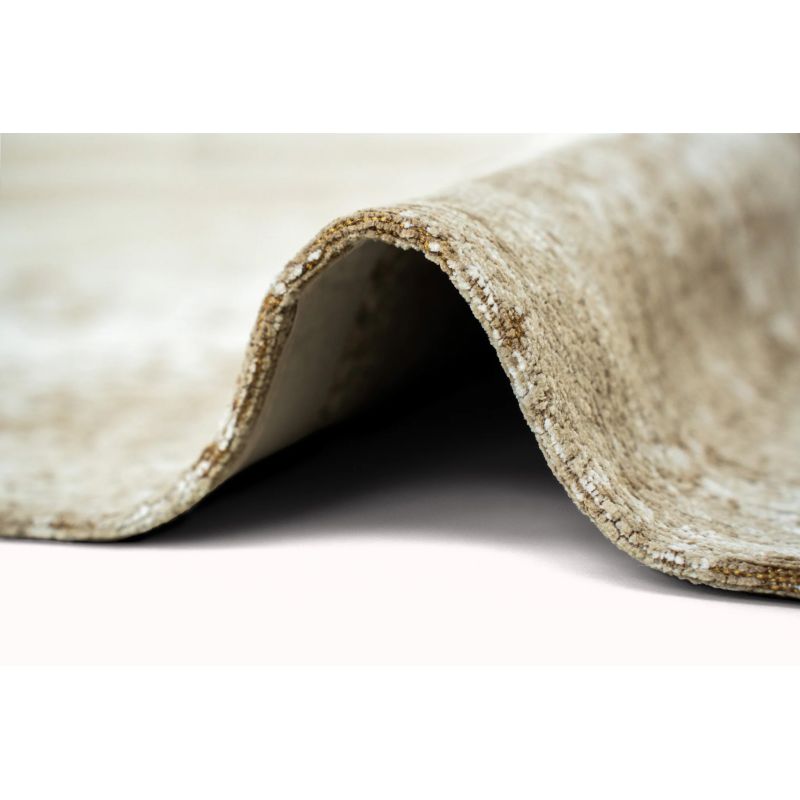 Tapis de Salon rectangulaire haut de gamme Virgin Land Mercury beige détail surjet