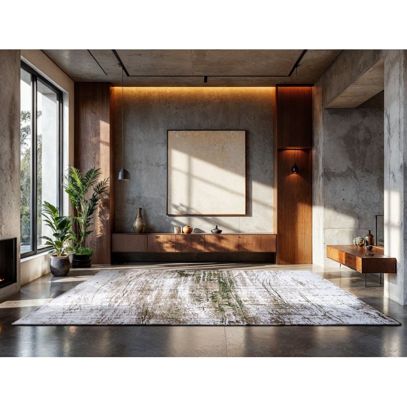 Tapis Design rectangulaire Mad Men Griff Gris et vert ambiance