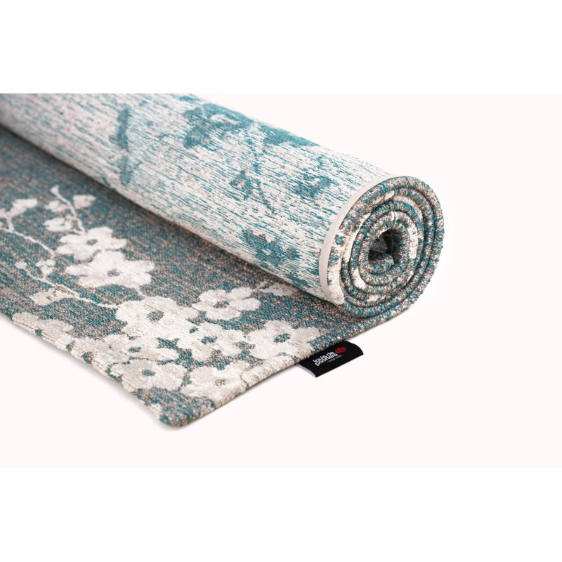Tapis classique en PET Sakura Lake Blue détail étiquette