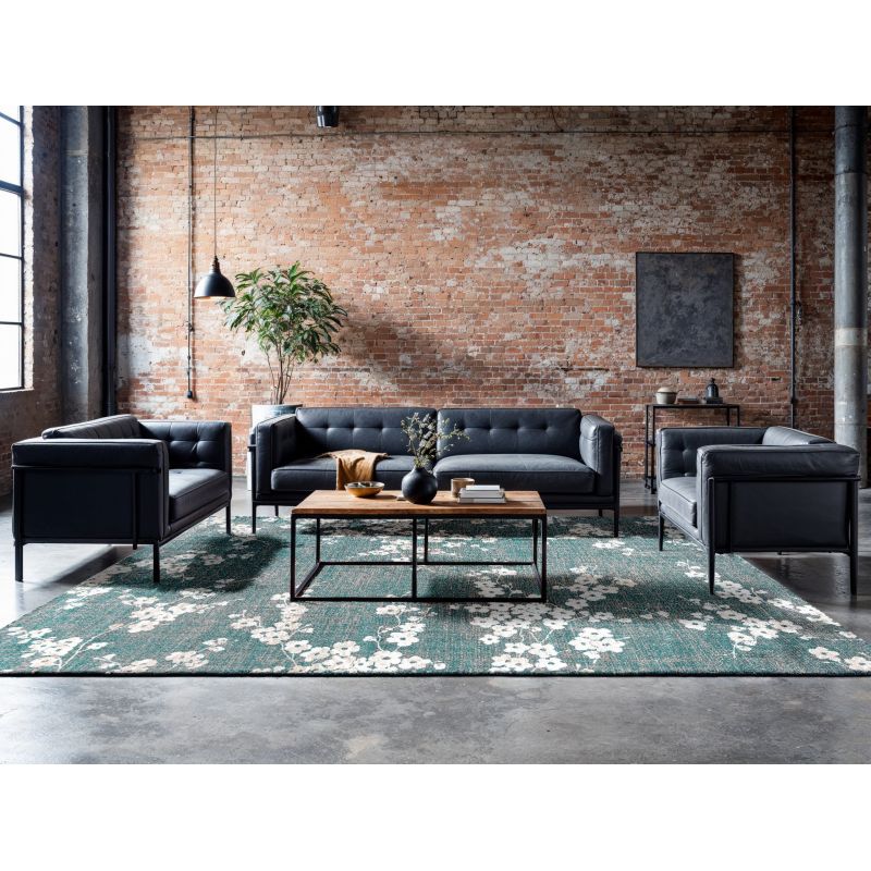 Tapis classique en PET Sakura Lake Blue ambiance