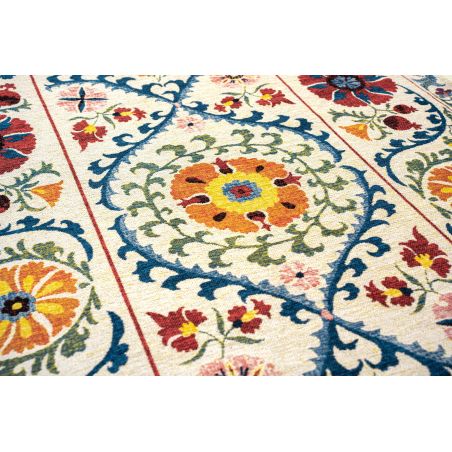 Tapis de salon Suzani Origine multi détail couleur Tapis de salon Suzani Origine multi détail couleur