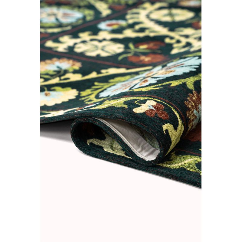 Tapis de salon Suzani Bavaria multi vert détail matiere