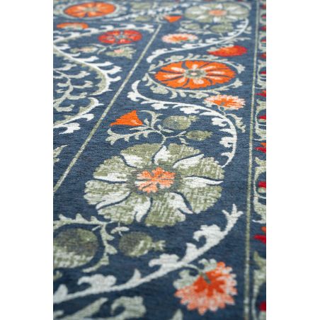 Tapis de salon Suzani Bavaria multi bleu détail Tapis de salon Suzani Bavaria multi bleu détail