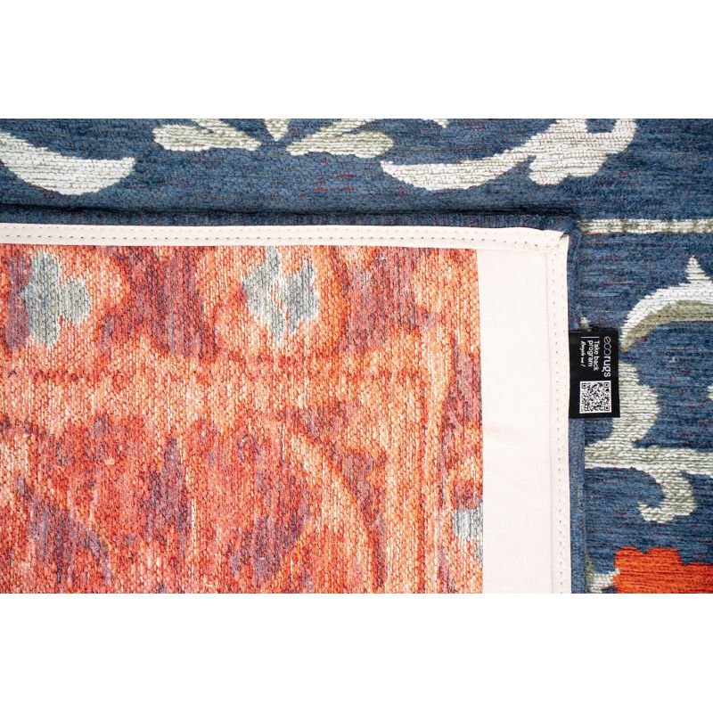 Tapis de salon Suzani Bavaria multi bleu détail revetement