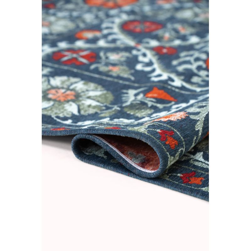 Tapis de salon Suzani Bavaria multi bleu détail matiere