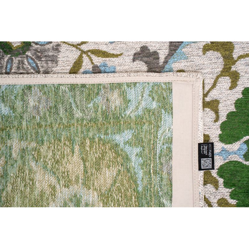 Tapis de salon Suzani Slavia multi blanc détail revetement