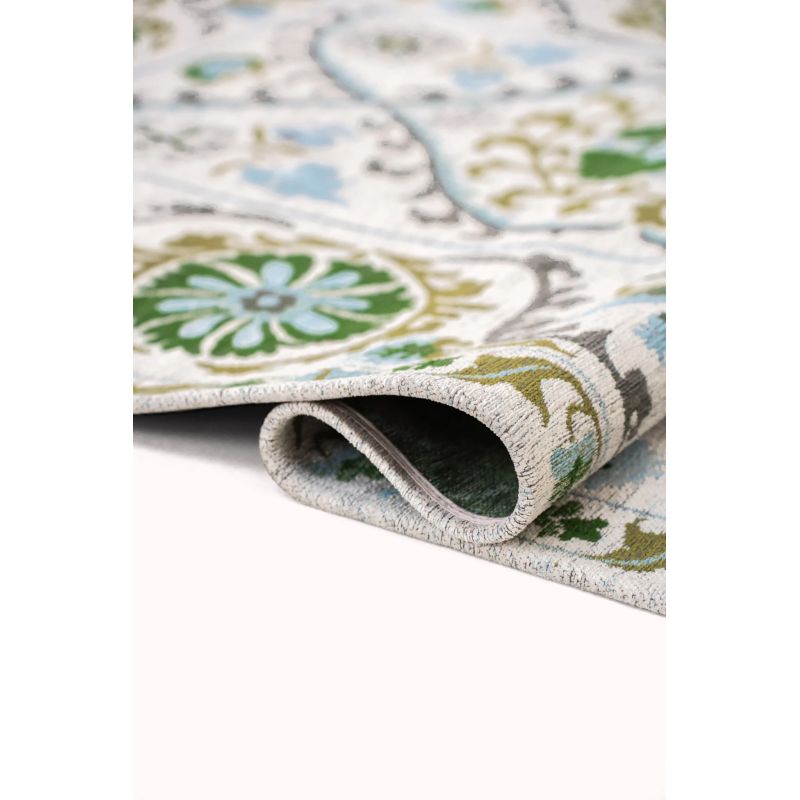 Tapis de salon Suzani Slavia multi blanc détail matiere