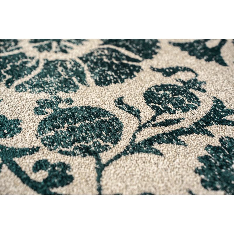 Tapis de salon Suzani Notos beige et bleu canard détail matiere