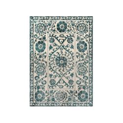 Tapis de salon Suzani Notos beige et bleu canard