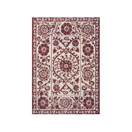 Tapis de salon Suzani Zephyr beige et bordeau Tapis de salon Suzani Zephyr beige et bordeau