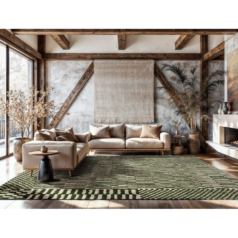 Tapis de salon Berber Oasis vert ambiance