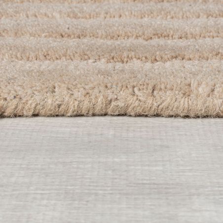 Tapis en laine beige motifs rectangle Zengarden détail bordure Tapis en laine beige motifs rectangle Zengarden détail bordure
