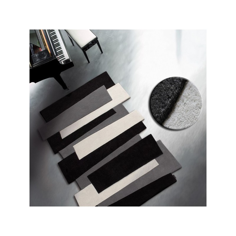 Tapis Contemporain Pebbles par Angelo noir et gris 170 x 240 cm