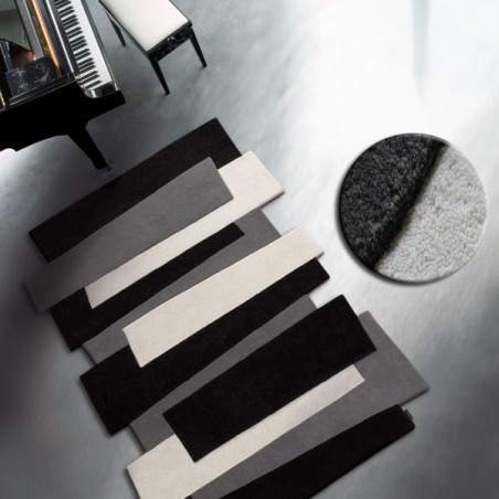 Tapis Contemporain Pebbles par Angelo noir et gris 170 x 240 cm Tapis Contemporain Pebbles par Angelo noir et gris 170 x 240 cm