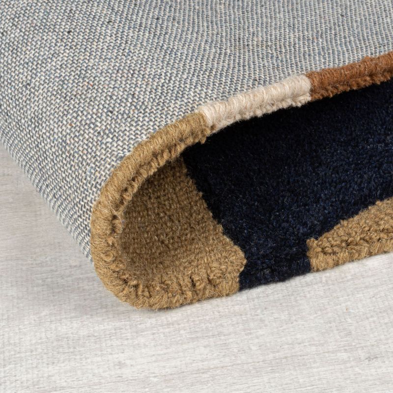 tapis de salon en laine terracotta multicolore Abstract Mia détail revetement