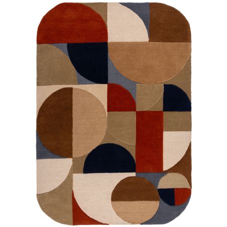 tapis de salon en laine terracotta multicolore Abstract Mia tapis de salon en laine terracotta multicolore Abstract Mia