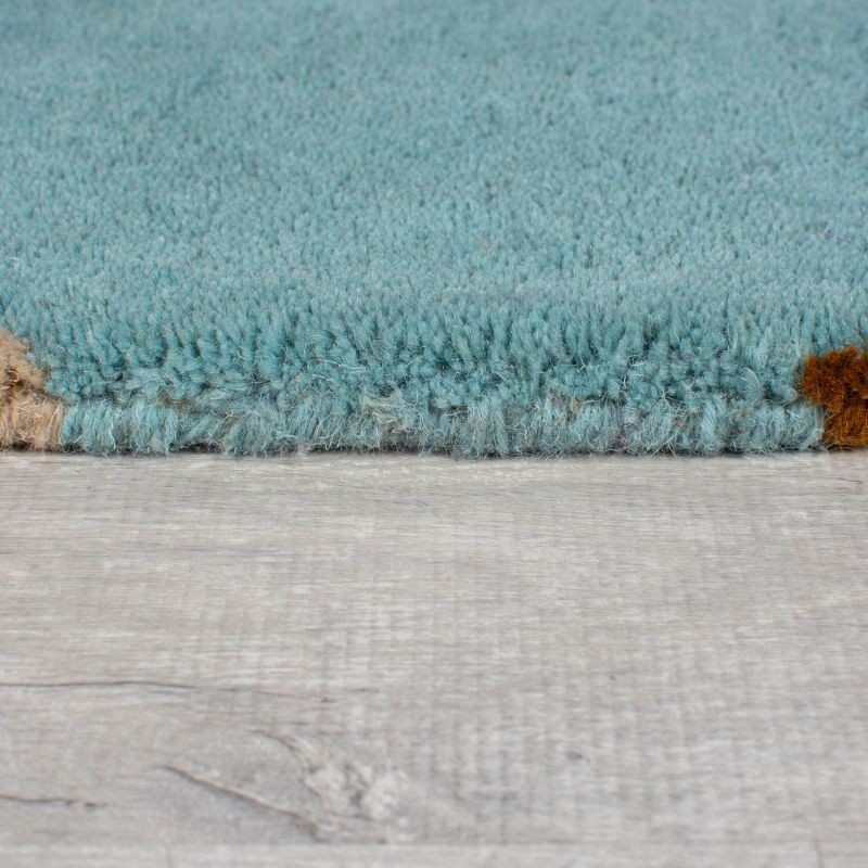 tapis de salon en laine rose multicolore Abstract Mia détail bordure