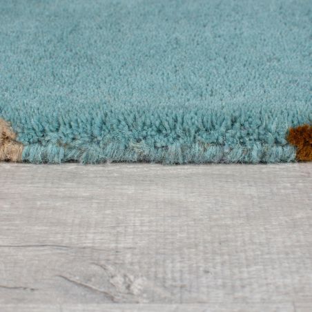 tapis de salon en laine rose multicolore Abstract Mia détail bordure tapis de salon en laine rose multicolore Abstract Mia détail bordure