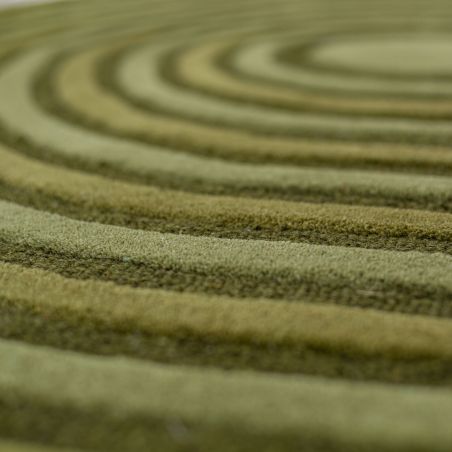 Tapis en laine vert forme originale Conway retro détail motif