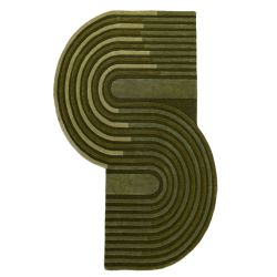 Tapis en laine vert forme originale Conway retro