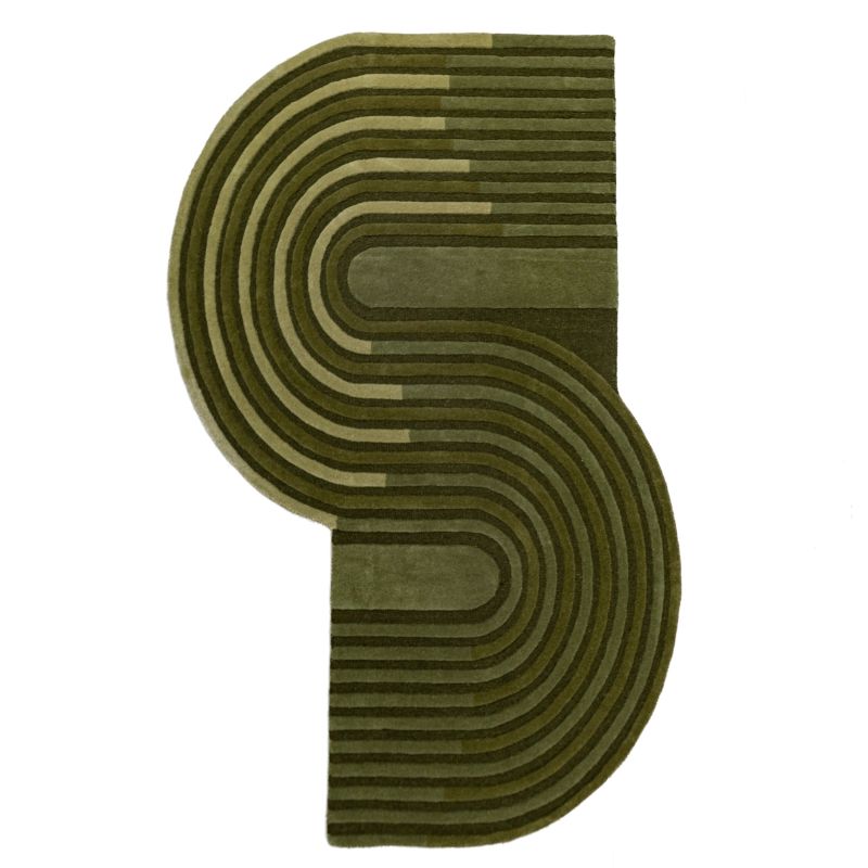 Tapis en laine vert forme originale Conway retro