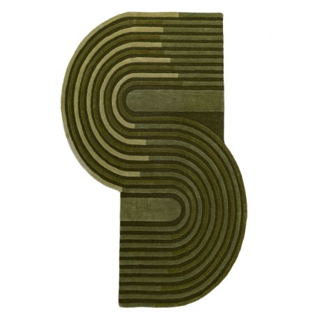 Tapis en laine vert forme originale Conway retro