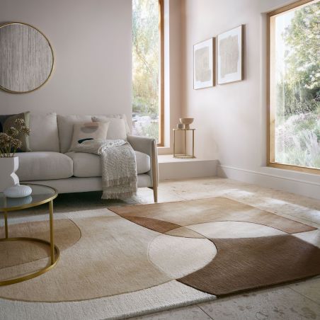 Tapis de salon pure laine beige multi Glow ambiance Tapis de salon pure laine beige multi Glow ambiance