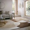 Tapis de salon pure laine beige multi Glow ambiance