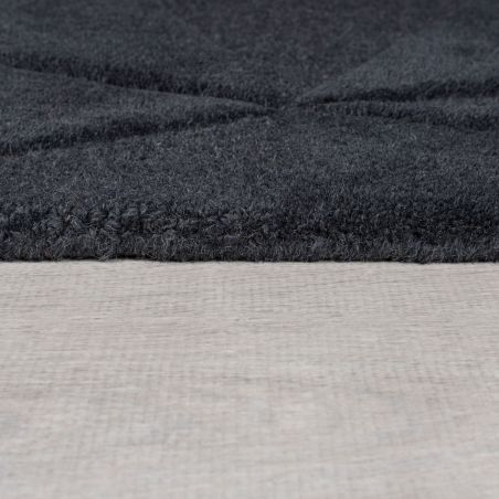 Tapis rond en laine moderne gris Shard détail bordure Tapis rond en laine moderne gris Shard détail bordure
