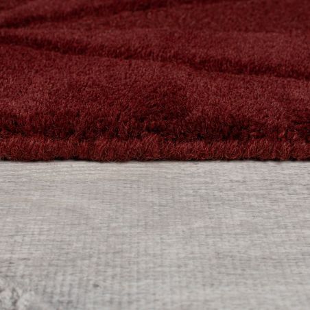 Tapis rond en laine moderne rouge Shard détail bordure Tapis rond en laine moderne rouge Shard détail bordure
