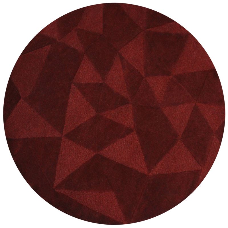 Tapis rond en laine moderne rouge Shard