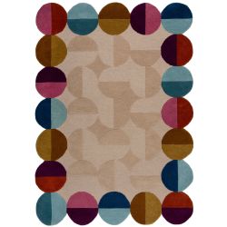 tapis de salon en laine rose et violet multicolore Abstract Scallop