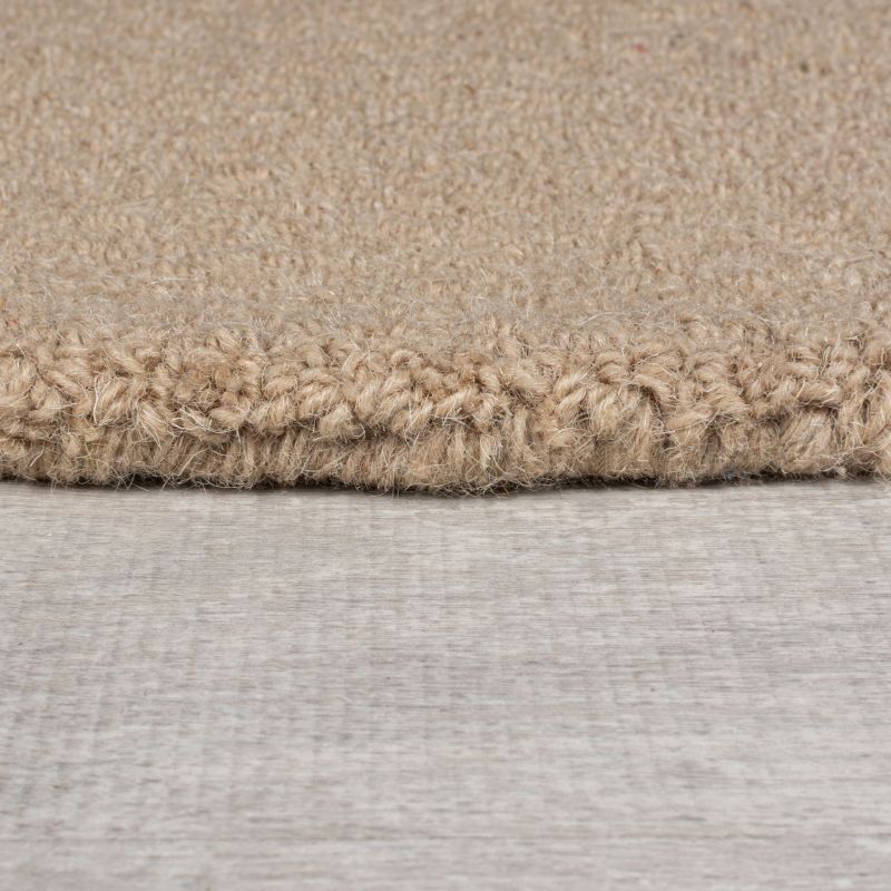 tapis de salon en laine beige multicolore Abstract Mia detail bordure