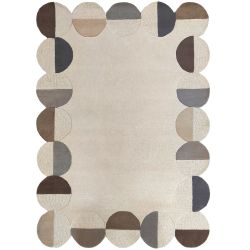 tapis de salon en laine beige multicolore Abstract Mia Frame
