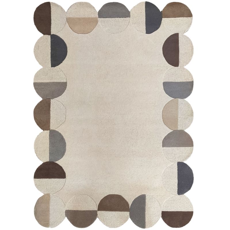 tapis de salon en laine beige multicolore Abstract Mia Frame