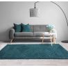 Tapis moderne motifs triangles en relief laine bleu canard Halifax
