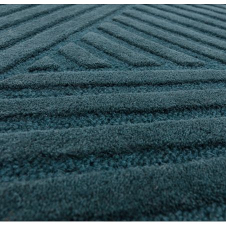 Tapis moderne motifs triangles en relief laine bleu canard Halifax Tapis moderne motifs triangles en relief laine bleu canard Halifax