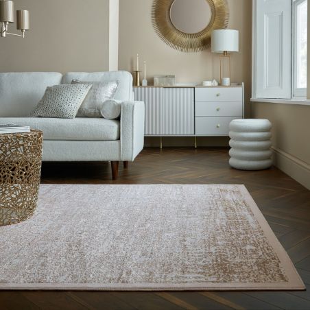 Tapis de salon en fibre synthétique champagne Trace Tapis de salon en fibre synthétique champagne Trace