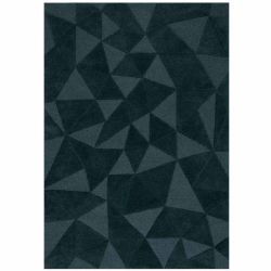 Tapis en laine moderne vert bleu canard Shard