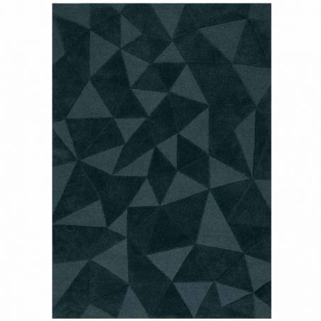 Tapis en laine moderne vert bleu canard Shard