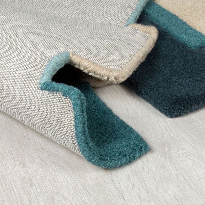 Tapis Design déstructuré 100% Laine Collage Bleu