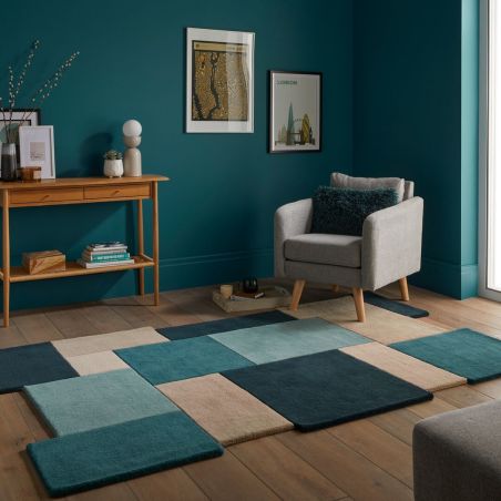Tapis Design déstructuré 100% Laine Collage Bleu Tapis Design déstructuré 100% Laine Collage Bleu