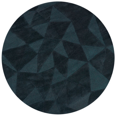 Tapis rond en laine moderne bleu canard Shard Tapis rond en laine moderne bleu canard Shard