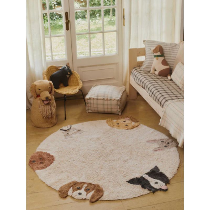 Tapis Enfant Rond lavable en machine Chiens