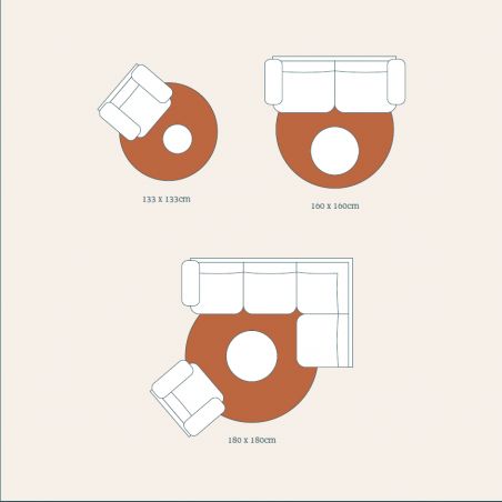 Tapis rond polypropylène résistant beige Camino