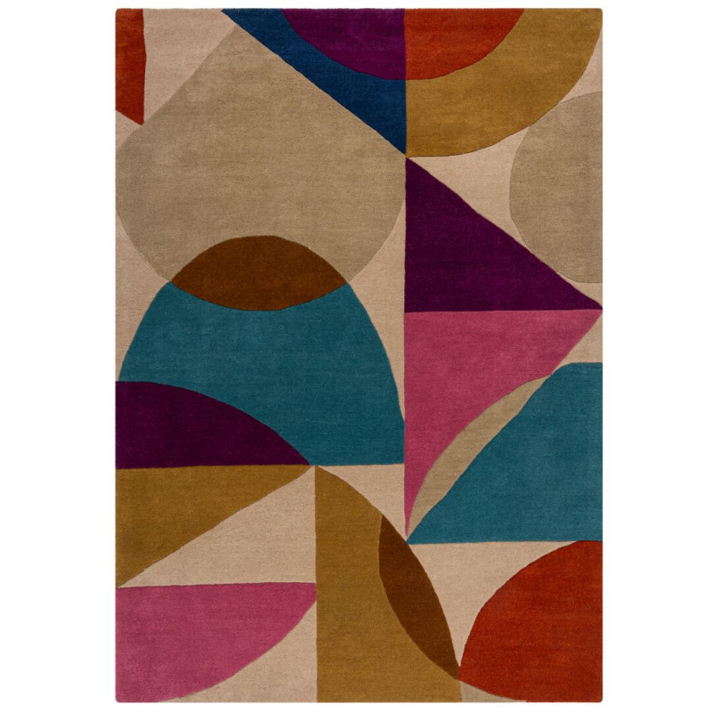 Tapis de salon pure laine multicolore Olbix