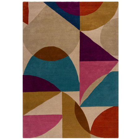 Tapis de salon pure laine multicolore Olbix