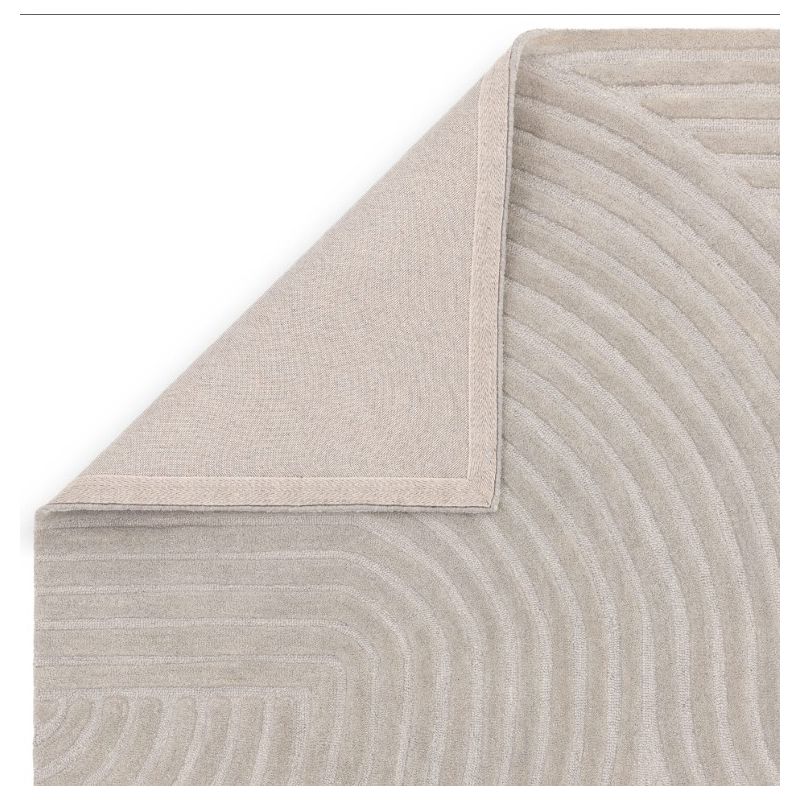 Tapis moderne motifs triangles en relief en laine gris Halifax dos